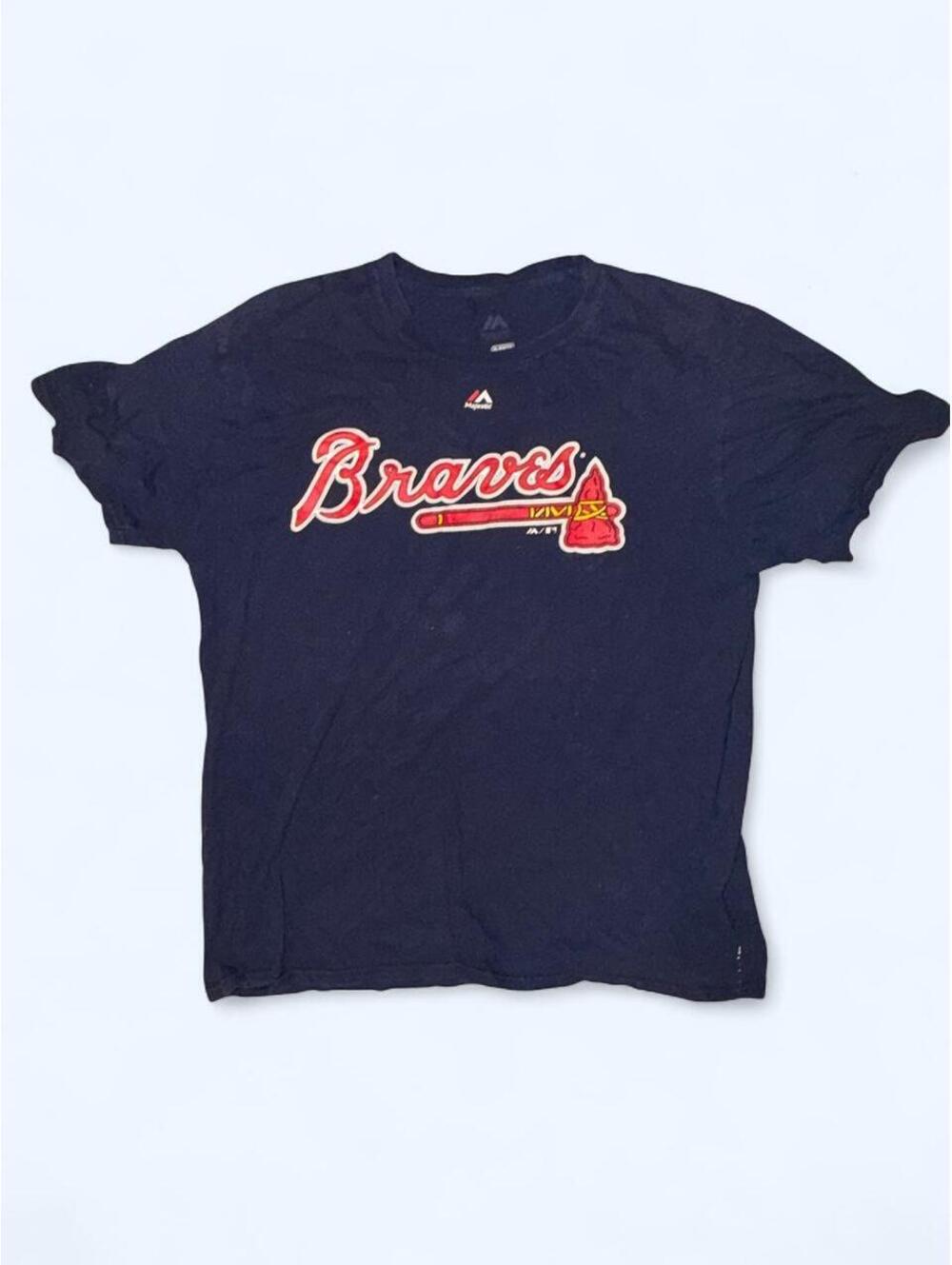 Majestic Athletic Atlanta Braves Freddie Freeman navy blue t-shirt red/white